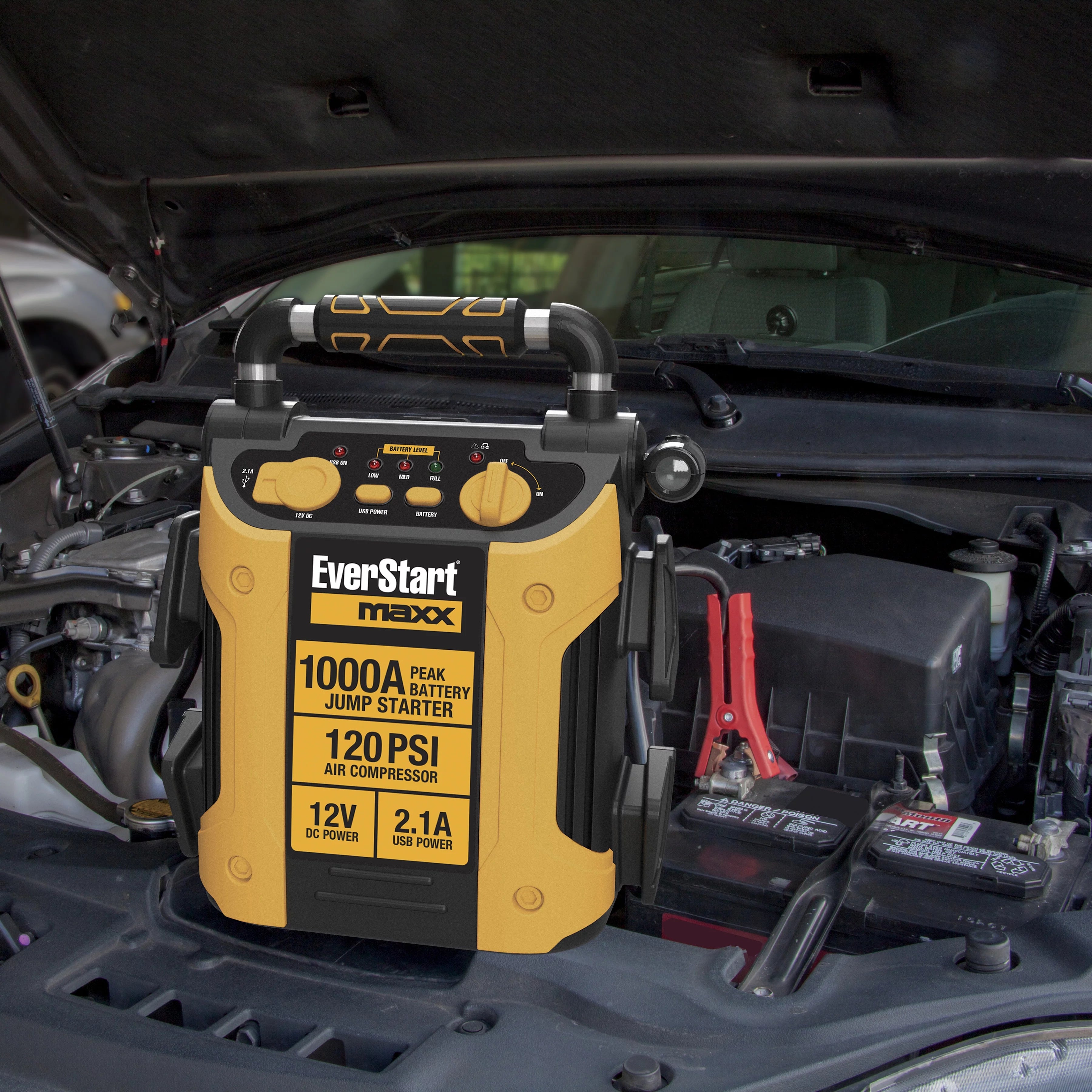 1000 Peak Amp Jump Starter with Compressor, DC and USB Power U53241
