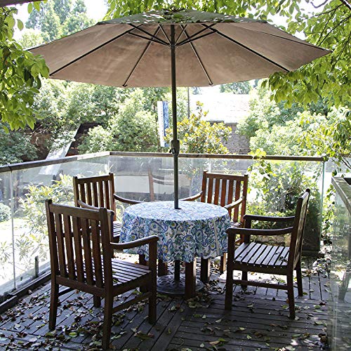 Waterproof Fitted Outdoor Tablecloth with Umbrella Hole, Fits 45-54 Inch Round Tables H136216