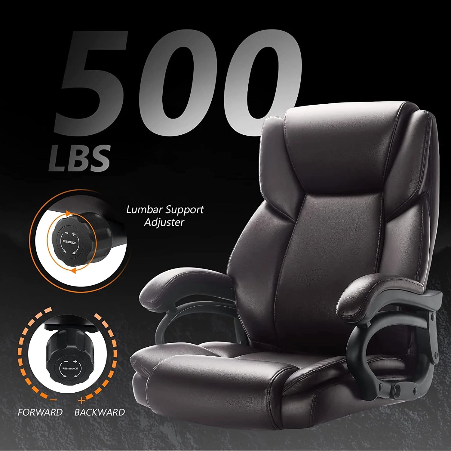 Big and Tall 500lb Home Office Chair with High Back and Lumbar Support P2537