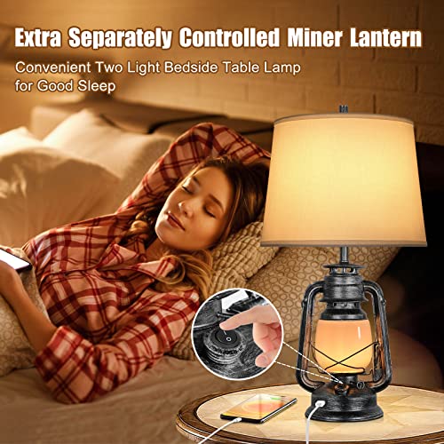 Farmhouse Table Lamps, 3-Way Dimmable Touch with USB Port, Night Light, White R877146