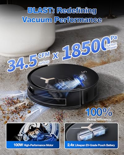 Robot Vacuum and Mop, 18500Pa Suction, Auto-Lift, Self-Emptying X838
