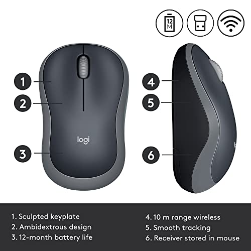 Wireless Mouse, 2.4GHz with USB Receiver, 12-Month Battery Life O87248