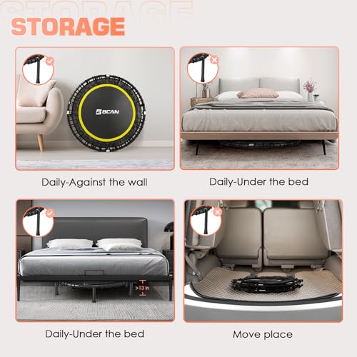 Foldable Mini Trampoline with Adjustable Foam Handle for Indoor Workout M8038