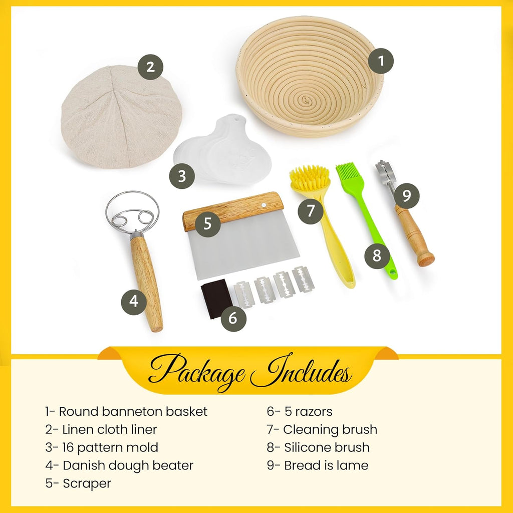 Sourdough Proofing Basket - Round 9 Inch Bread Baking Tool C8648