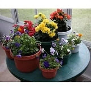 12 inch Terra Cotta Plastic Flower Pot with Saucer, Set of 5 W324