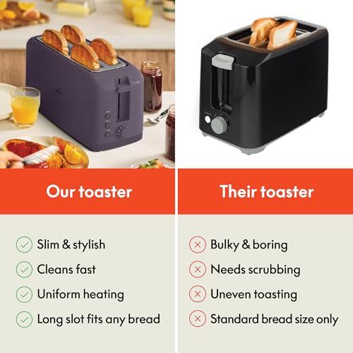 2 Slice Slim Toaster with 6 Shade Control, Reheat & Cancel, Removable Crumb Tray E366018