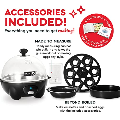 Rapid Egg Cooker for 6 Eggs, Hard Boiled, Poached, Scrambled, or Omelets, Auto Shut Off - Black O7665