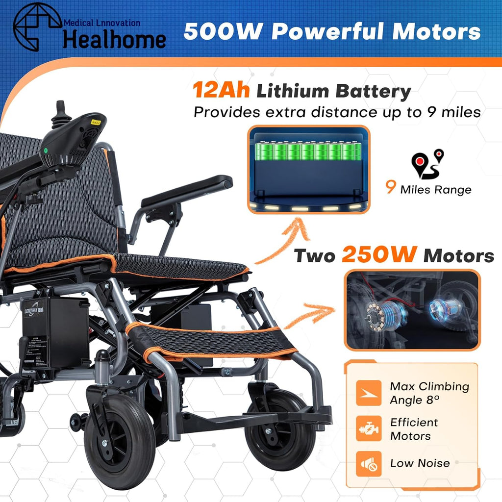 Portable Electric Wheelchair for Adults, Lightweight and Easy to Carry S9286
