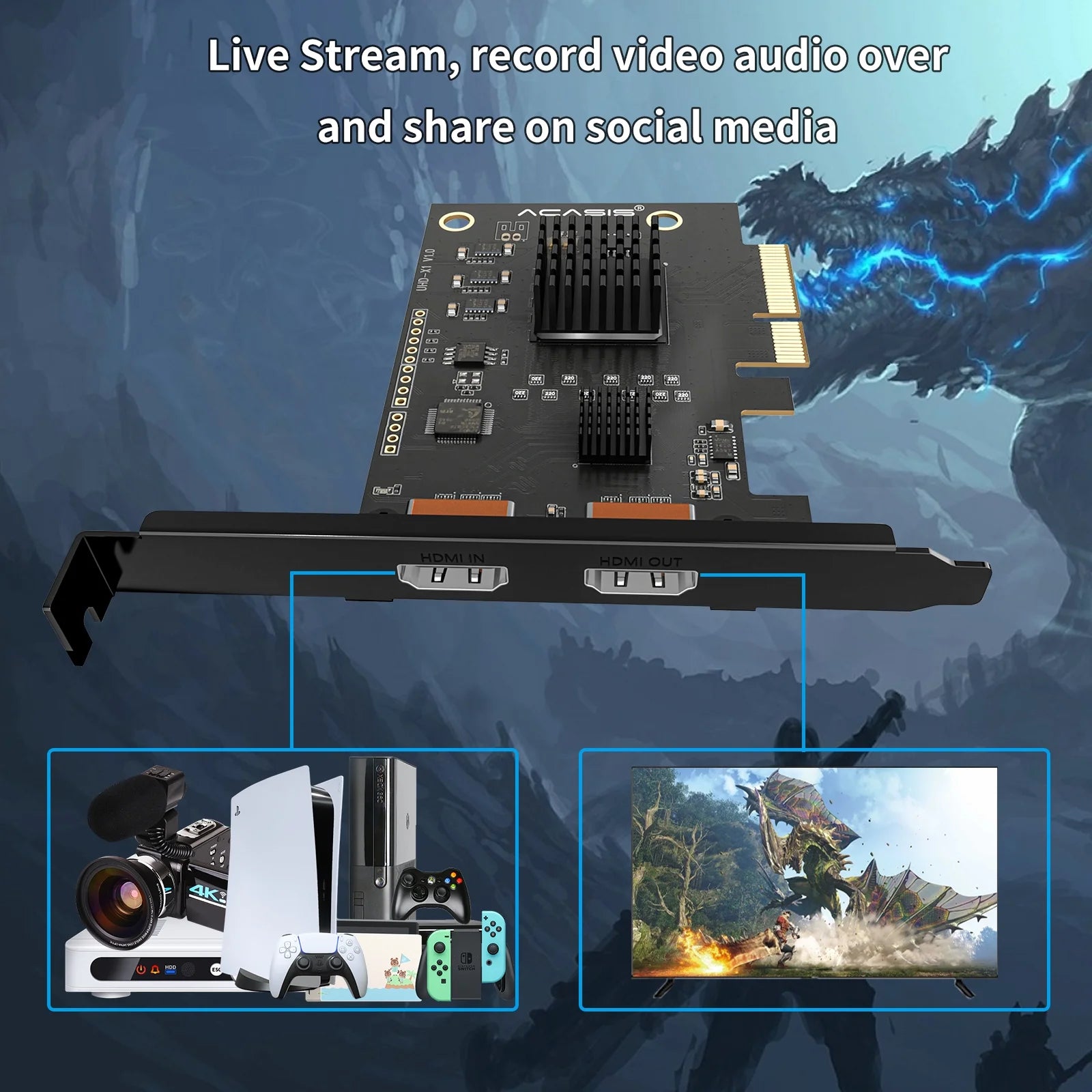 4K60HZ PCIe X4 video capture card for live streaming S2409