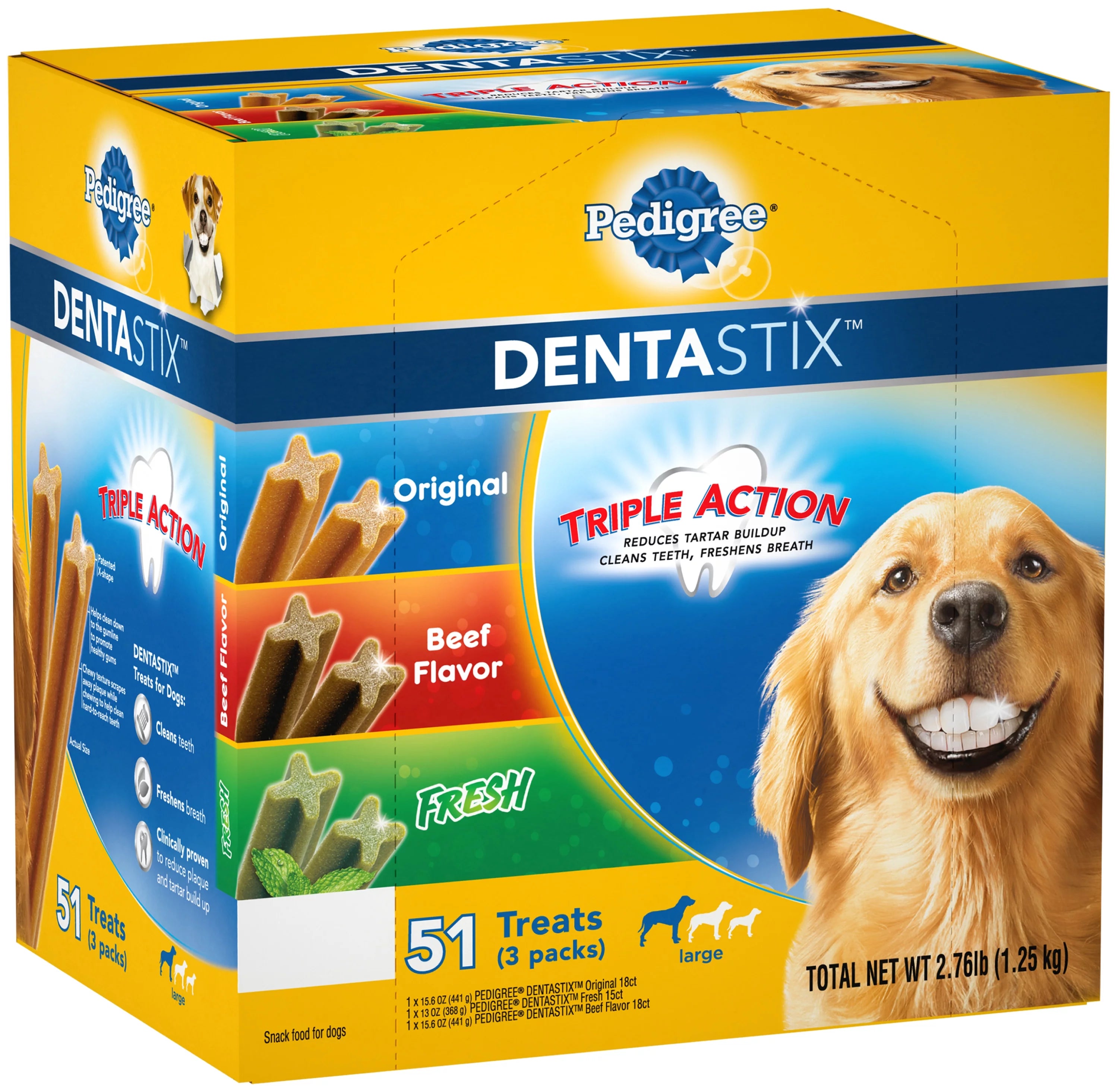Dental Treat for Dogs, Beef, Chicken & Mint Flavor, 51 Count R1823