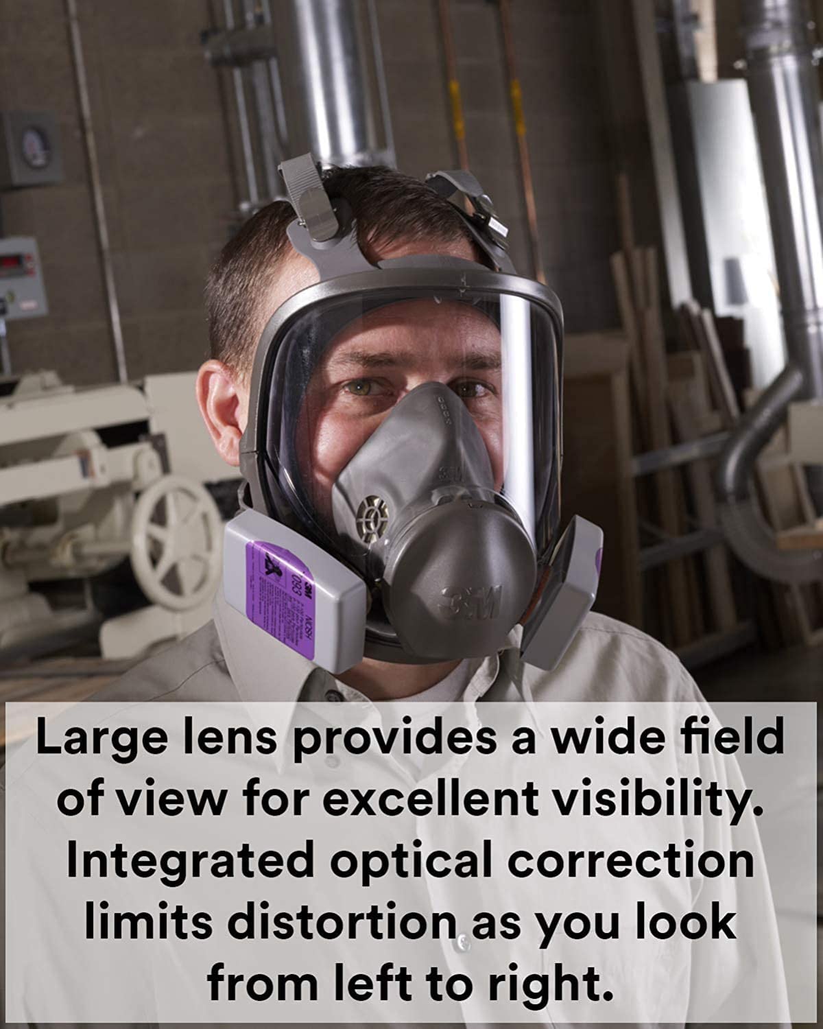 Reusable Full Face Mask Respirator, Grey, Medium L611979