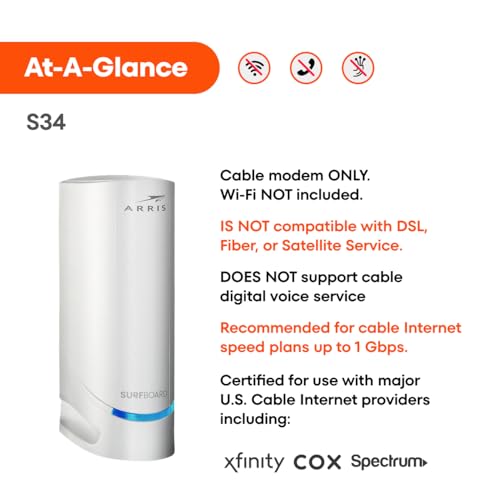 Cable Modem DOCSIS 3.1 Multi-Gigabit, 2.5 Gbps Max Speed, No WiFi R696
