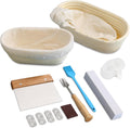 Banneton Bread Proofing Baskets Set of 2, 10 Inch Oval Cane Sourdough Bread Rising Basket,Proofing Basket for Bread baking, Bread Making Supplies Tools, Banneton Basket Gift Set