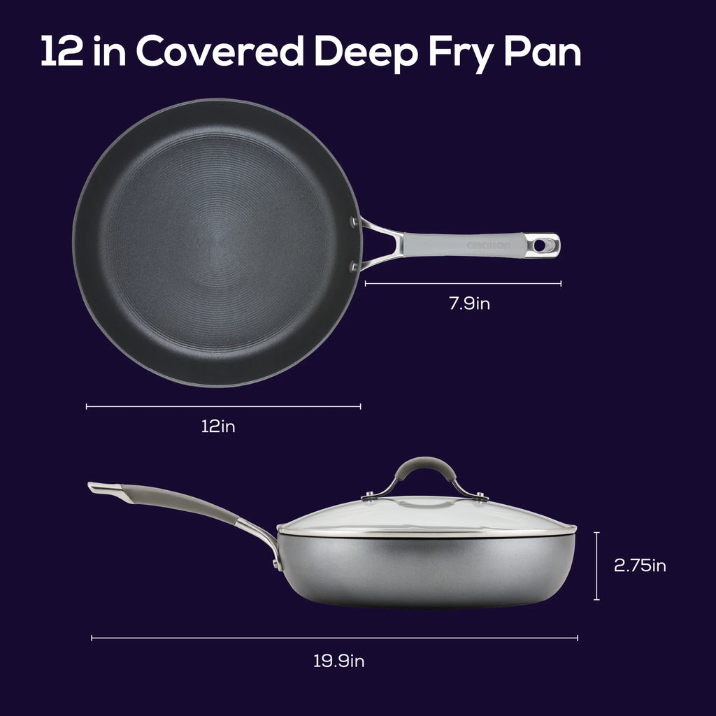 12 inch Hard-Anodized Nonstick Deep Frying Pan with Lid W542313