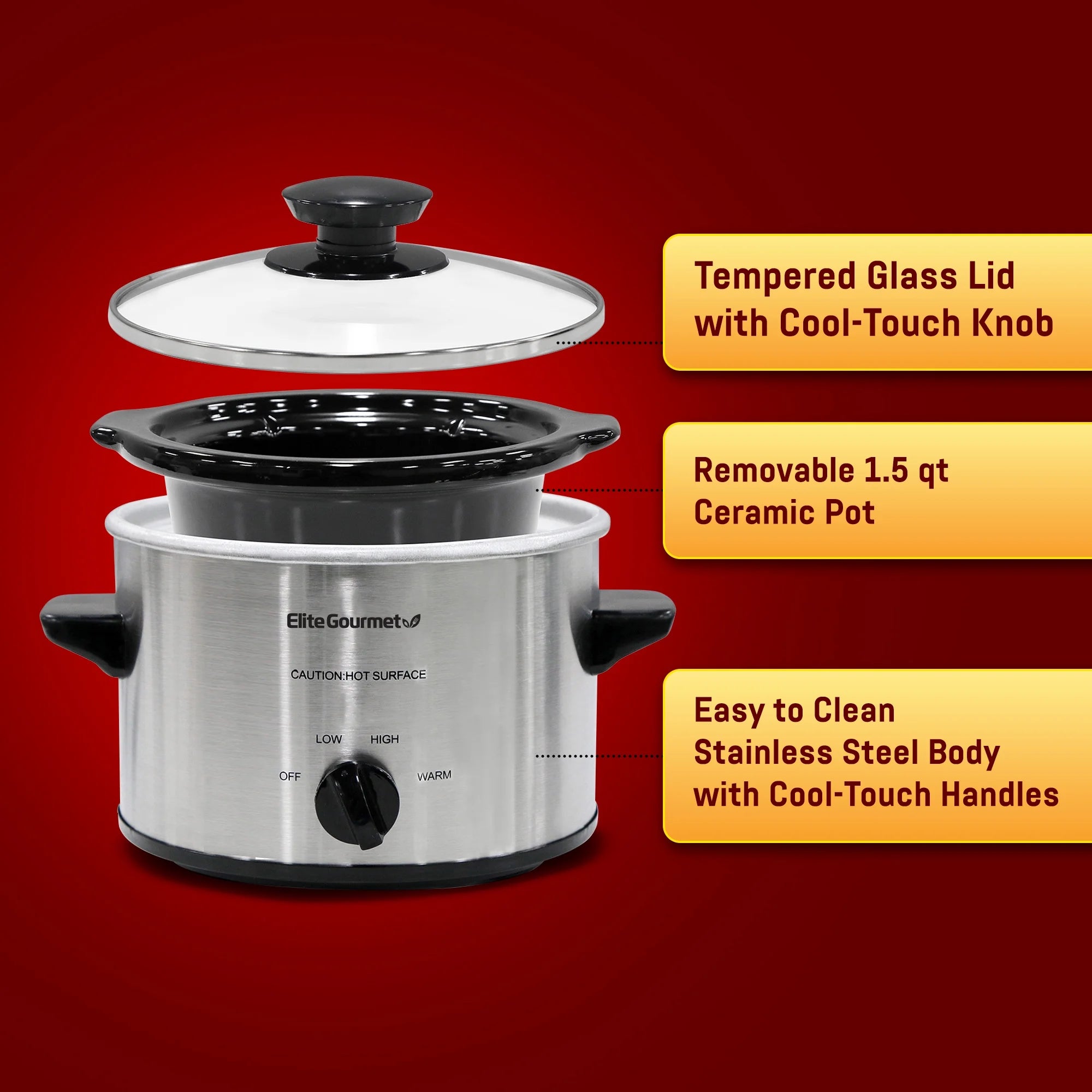1.5-Qt Mini Slow Cooker, Stainless Steel B737429