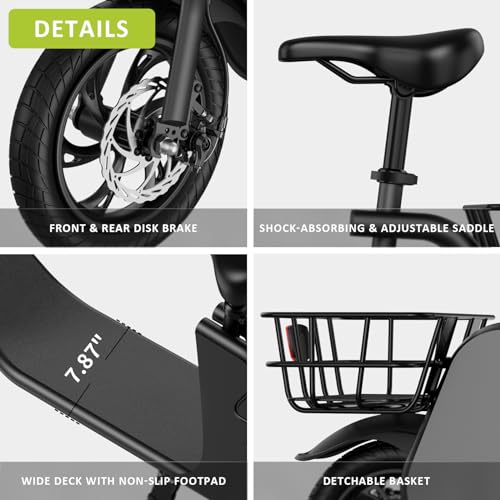 Foldable Electric Scooter for Adults with Seat and Basket N2591