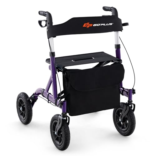 Rollator Walker for Seniors with Seat, Foldable, All Terrain Pneumatic Wheels S236935