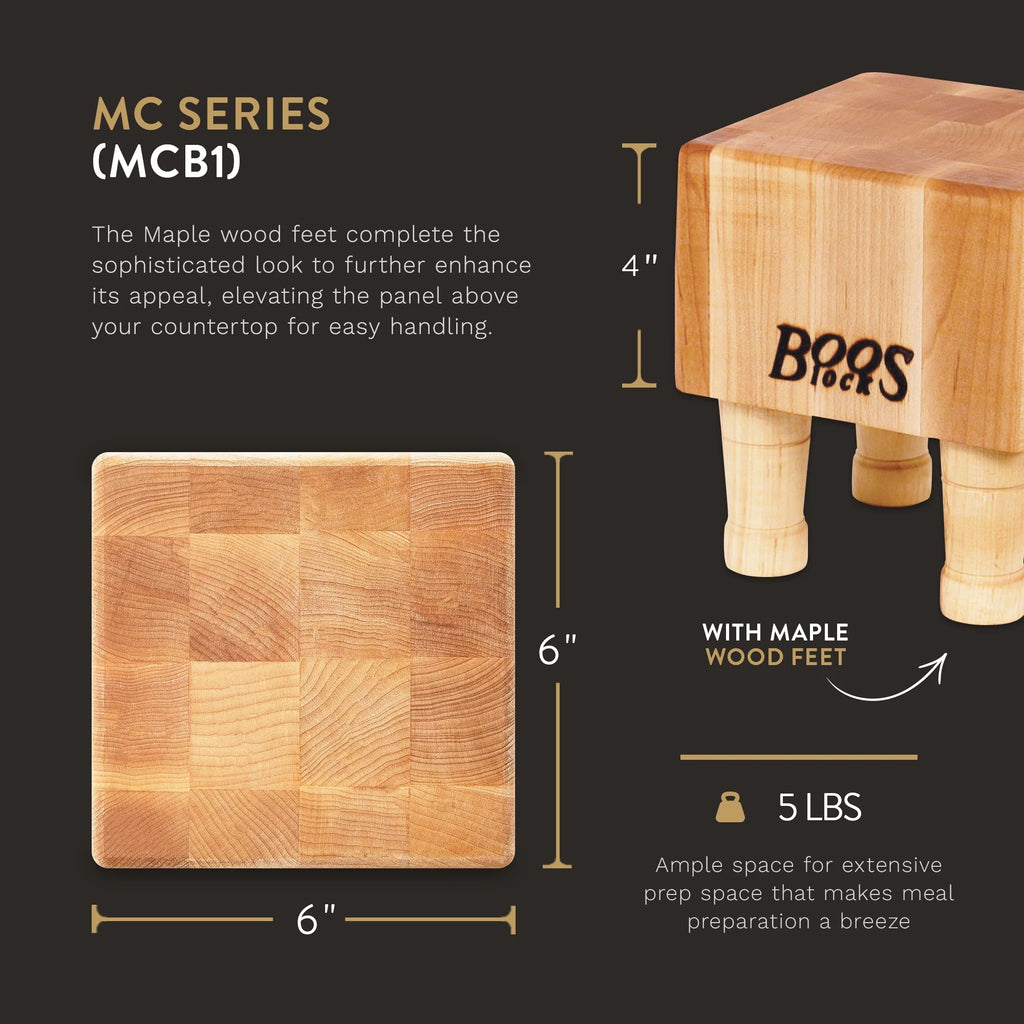Maple Wood Cutting Board with Feet, 6 x 6 E6610