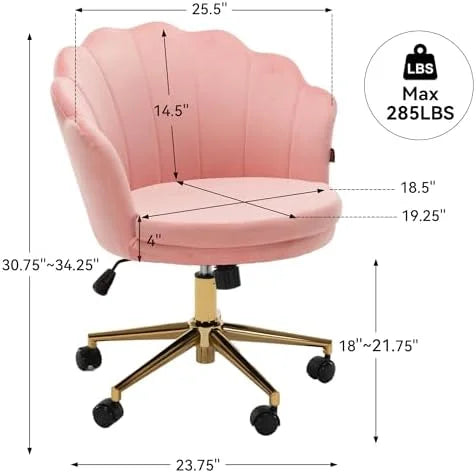 Velvet Swivel Vanity Chair with High Backrest and Wheels J254