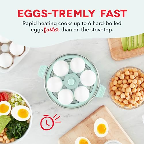 Rapid Egg Cooker for 6 Eggs, Hard Boiled, Poached, Scrambled, or Omelets, Auto Shut Off - Black O7665