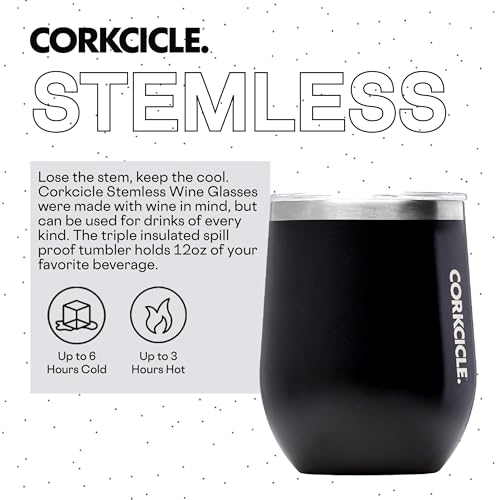 Insulated Stemless Wine Glass Tumbler, 12 oz, Stainless Steel, Powder Blue T624