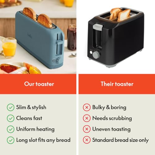 2 Slice Slim Toaster with 6 Shade Control, Reheat & Cancel, Removable Crumb Tray E366018