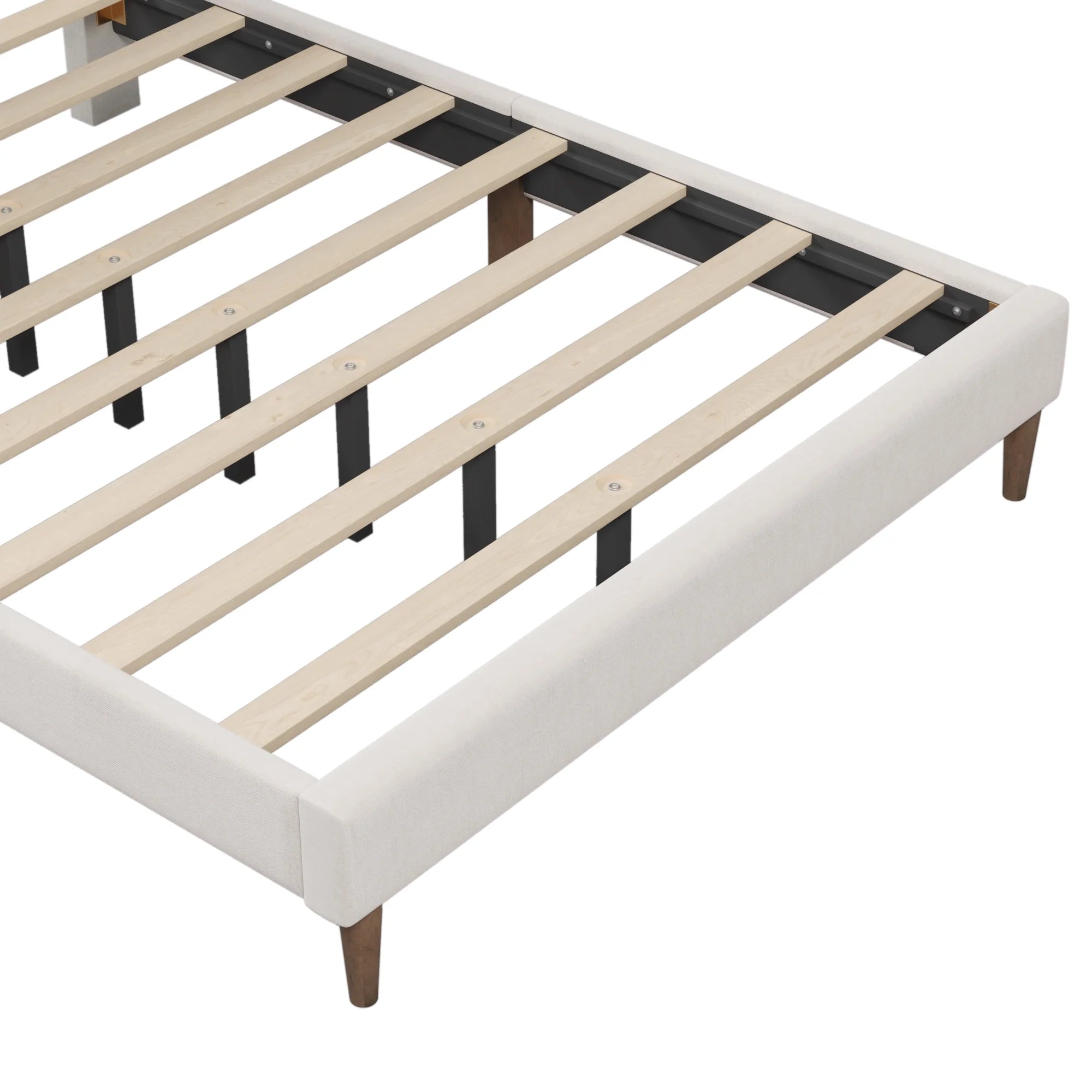 Upholstered Queen Platform Bed with Tufted Headboard and Wood Legs A896