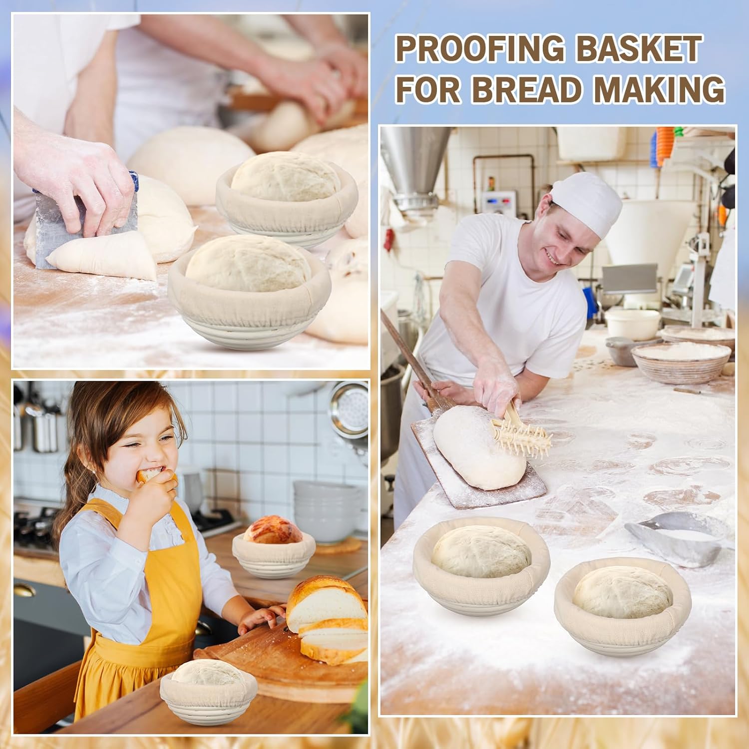 Bread Proofing Basket 5 Inch Banneton Round Dough Sourdough Set with Linen Liner L758