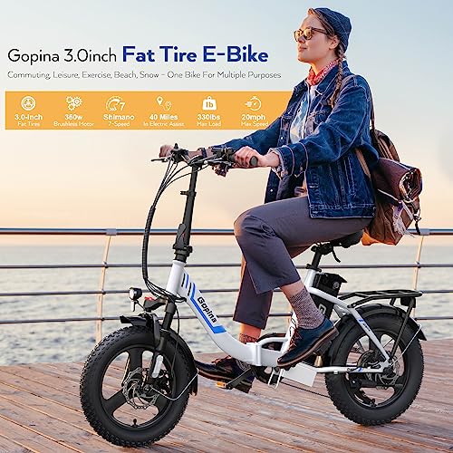 Electric Bike 16" Fat Tire 350W Step Thru, 48V Removable Battery, 40 Miles U430