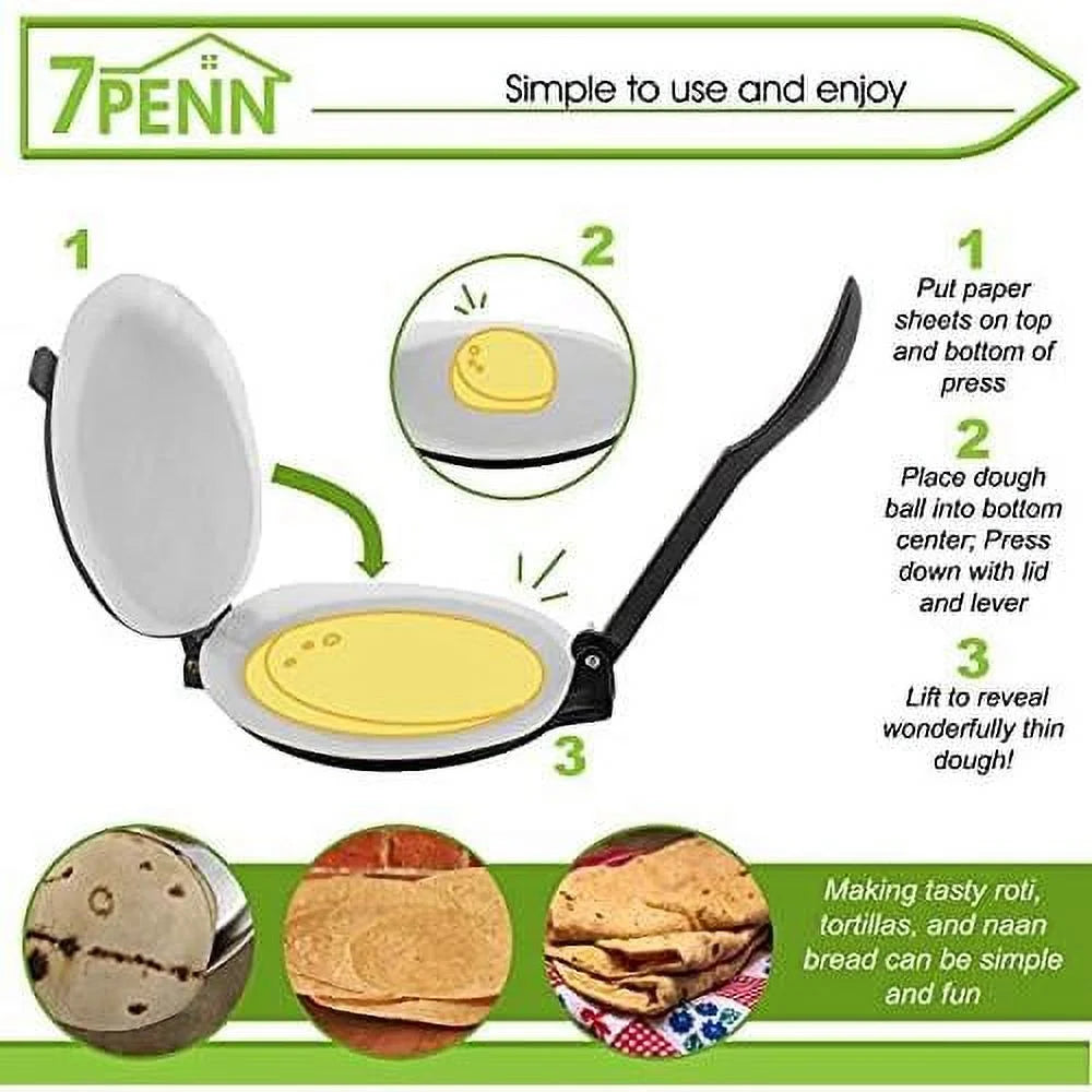 Cast Iron Tortilla Press 10 Inch with 100 Cooking Sheets T3027