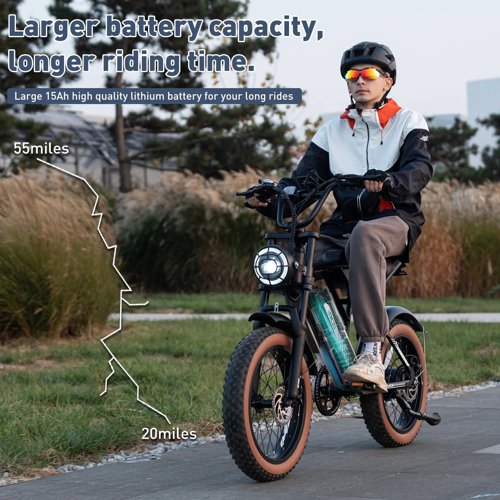 Electric Bike for Adults, 48V 15Ah Removable Battery, 20" Fat Tire Mountain Bicycle H86130