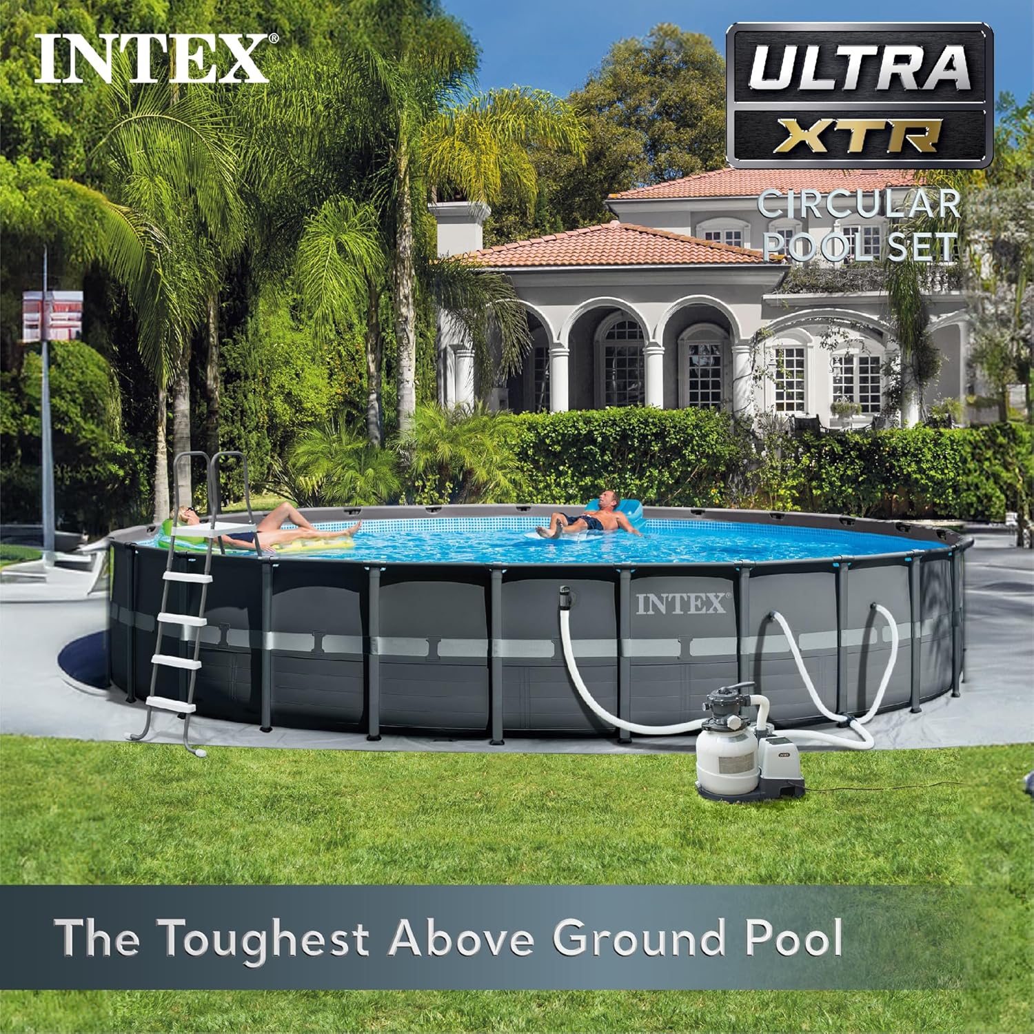 Above Ground Swimming Pool Set with Sand Filter Pump, 26 ft x 52 in S663357