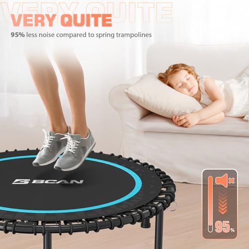 Foldable Mini Trampoline with Adjustable Foam Handle for Indoor Workout M8038