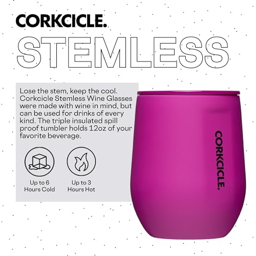 Insulated Stemless Wine Glass Tumbler, 12 oz, Stainless Steel, Powder Blue T624