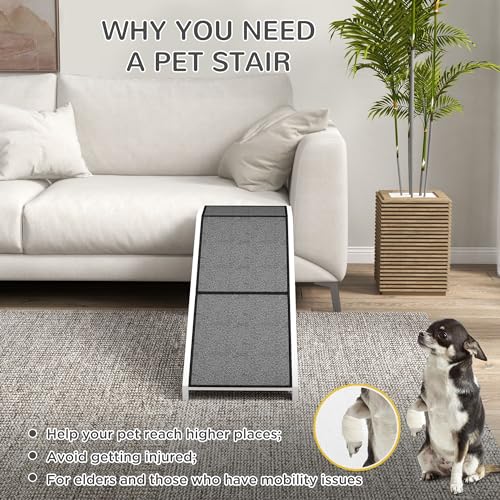 Dog Ramp for Bed with Non-Slip Carpet and Top Platform S85728