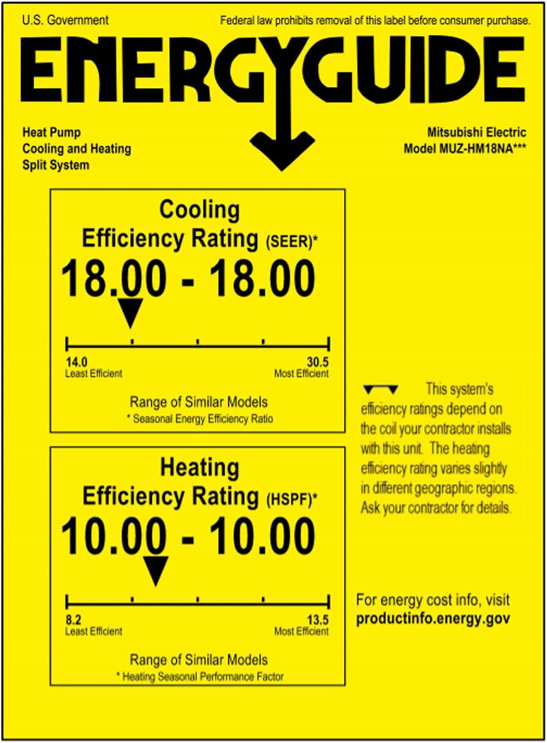Wall Mount Ductless Mini-Split Heat Pump System, 18,000 BTU, Cool & Heat E151