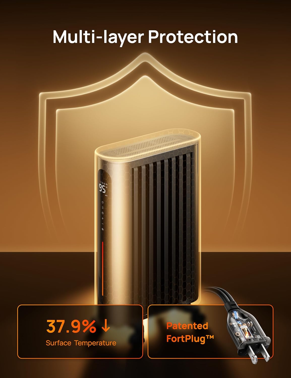 Oil Filled Radiator Heater, 1500W with Remote Control, 3 Modes, 24-Hour Timer, Child Lock, Indoor Use P1196