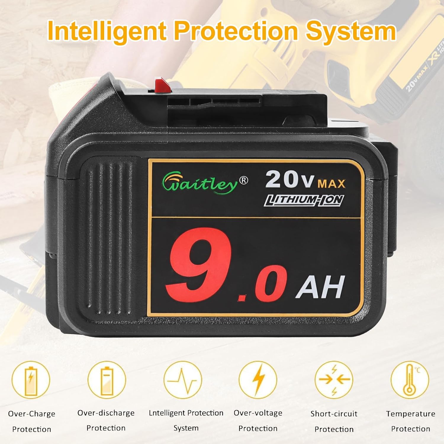 2 Pack 20V 9.0Ah Replacement Battery with LED Indicator for Cordless Power Tools C11472