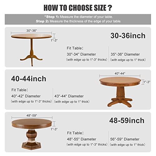 Fitted Round Tablecloth, Waterproof, Elastic Edge, Fits 40-44 Inch Tables K400