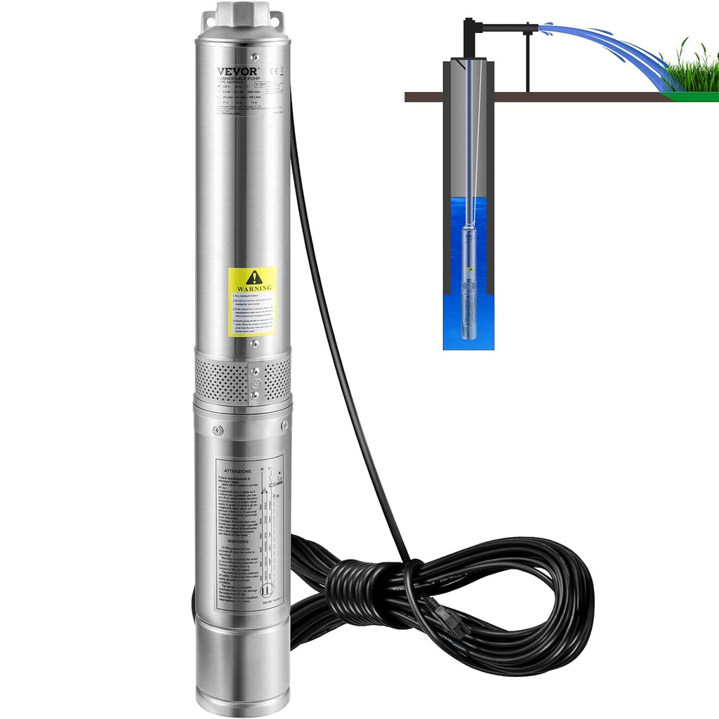 Deep Well Submersible Pump, 4" Stainless Steel T822337
