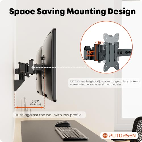 Dual Monitor Wall Mount for 24-38 Inch Screens, VESA 75x75/100x100mm, Black I8309