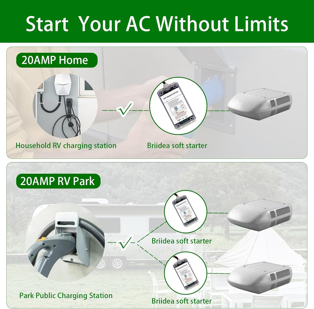 Soft starter for RV air conditioners and appliances Y655