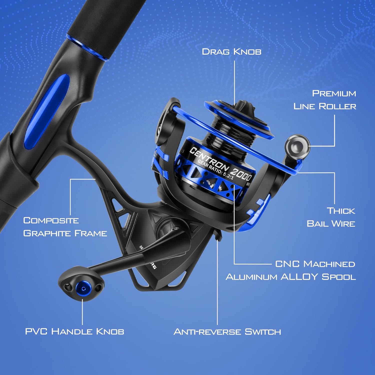 Fishing Rod and Reel Combo, Spinning & Baitcasting, Graphite 2-Piece L553935