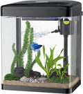 2 Gallon Fish Tank, Glass Aquarium with Filter Light, Small Fish Aquarium Starter Kit for Betta Goldfish Guppy Shrimp