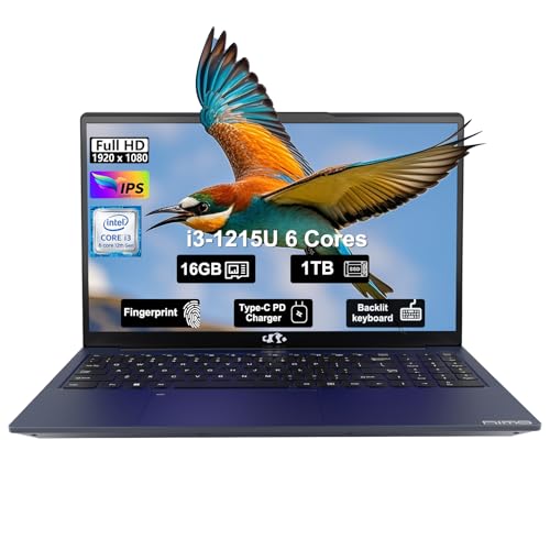 15.6" IPS FHD Laptop, Intel 6 Core i3, 8GB RAM 256GB SSD, Backlit Keyboard, Fingerprint, Win 11 N234426