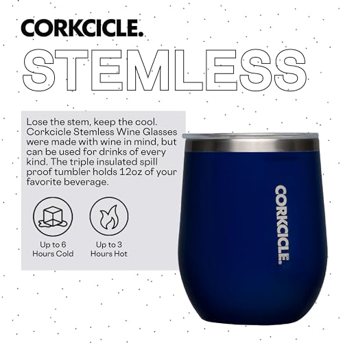 Insulated Stemless Wine Glass Tumbler, 12 oz, Stainless Steel, Powder Blue T624