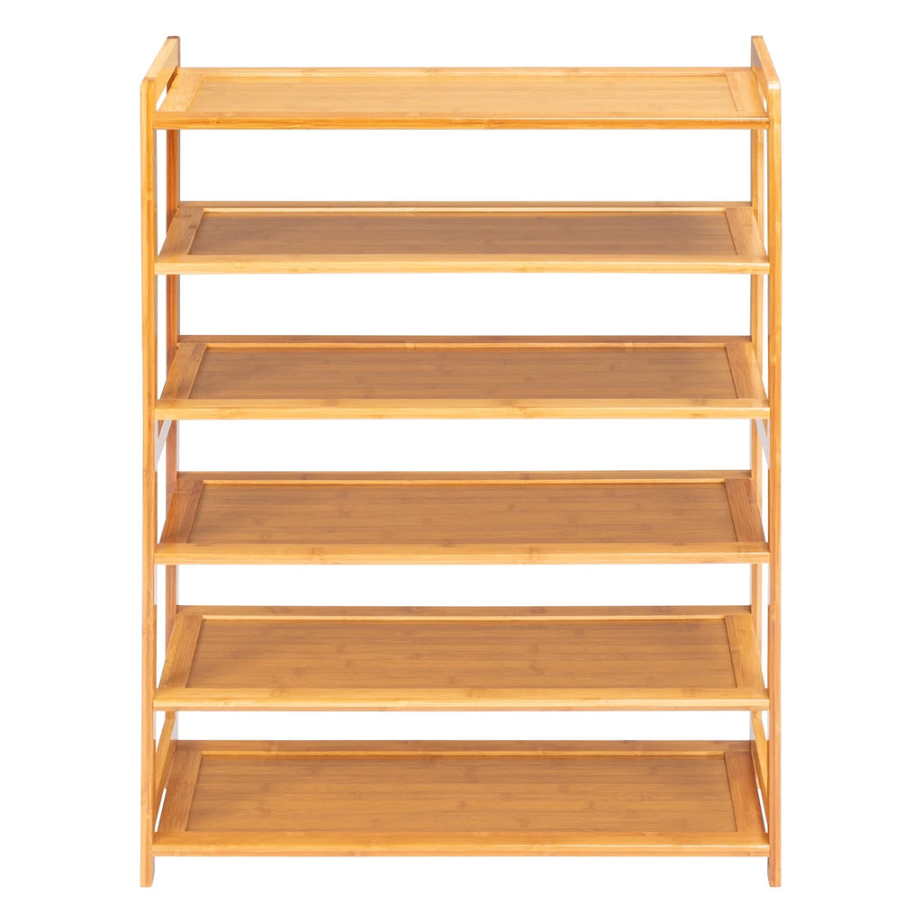 Bamboo Shoe Storage Rack 6-Tier, Holds 18-24 Pairs E417279