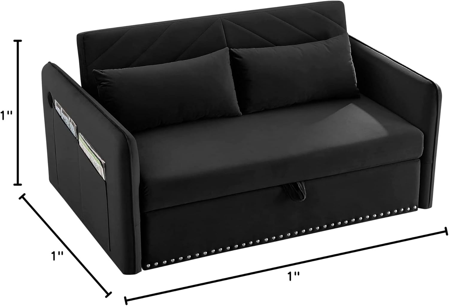 Convertible 3-in-1 Velvet Loveseat Sleeper Sofa with Pull Out Bed S614674