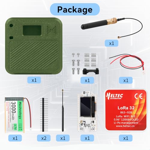 2 Pack ESP32 LoRa V3 Development Board with 915MHz Antennas, 3000mAh Battery, Meshtastic Case, OLED Display for Arduino LoRaWAN IOT D8768