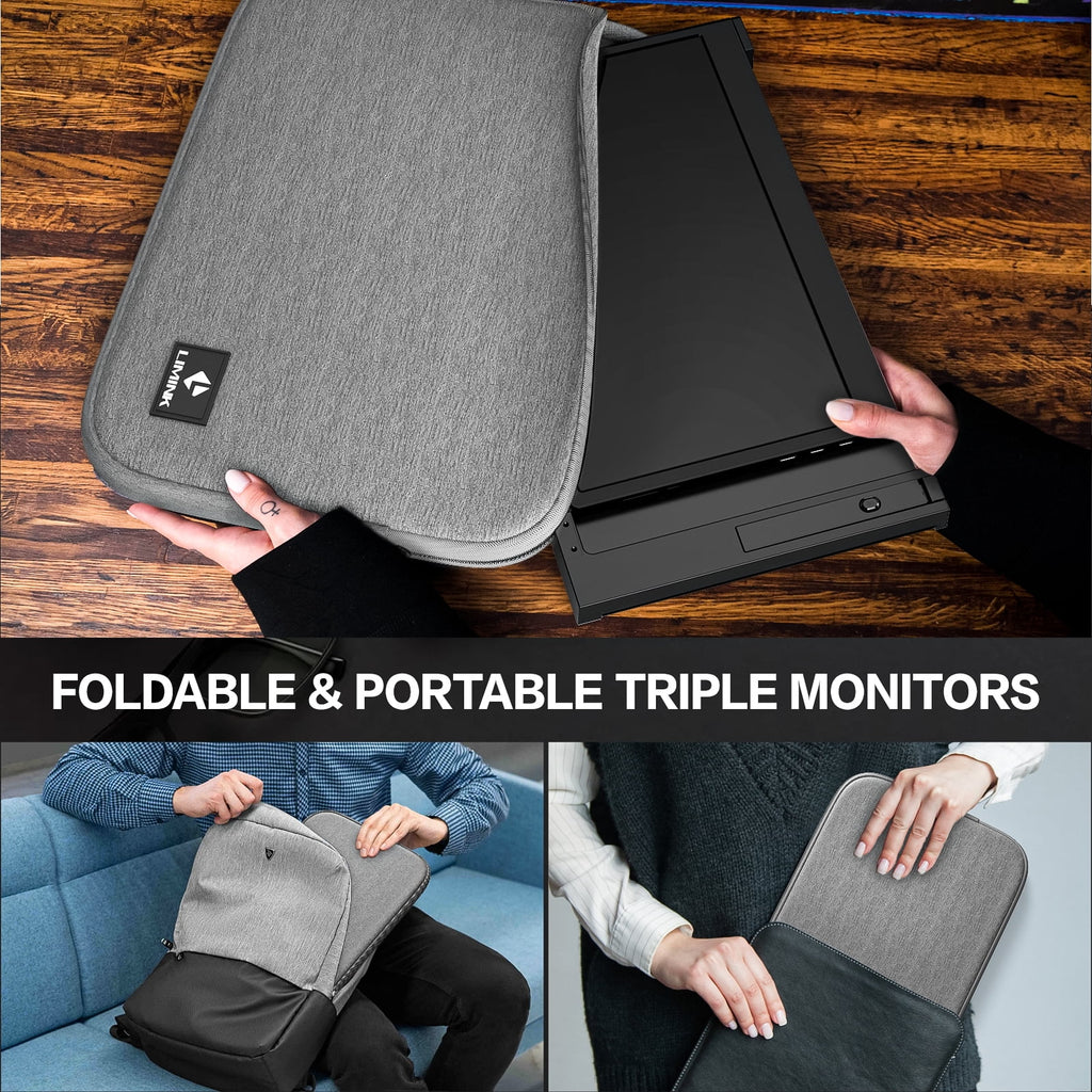 Portable Triple Monitor for 15-17 Inch Laptop, 1080P IPS USB HDMI Plug and Play W306780